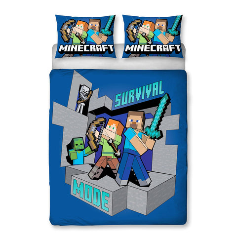 Minecraft Survive Double Duvet Cover and Pillowcase Set Minecraft Survive Double Duvet Cover and Pillowcase Set