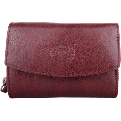 Womens Multi-Functional Buffled Crumple Leather RFID Protected Money Credit Card Purse - Dark Red Womens Multi-Functional Buffled Crumple Leather RFID Protected Money Credit Card Purse - Dark Red
