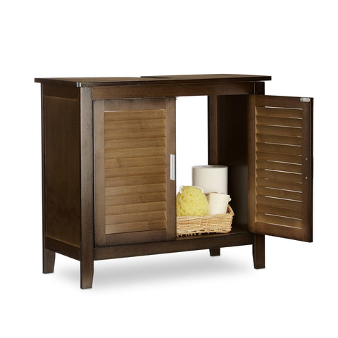 Relaxdays LAMELL Dark Brown Under-Sink Cabinet, Bamboo, Bathroom Basin Cupboard, Storage Unit, HxWxD: 60 x 67 x 30 cm Relaxdays LAMELL Dark Brown Under-Sink Cabinet, Bamboo, Bathroom Basin Cupboard, Storage Unit, HxWxD: 60 x 67 x 30 cm