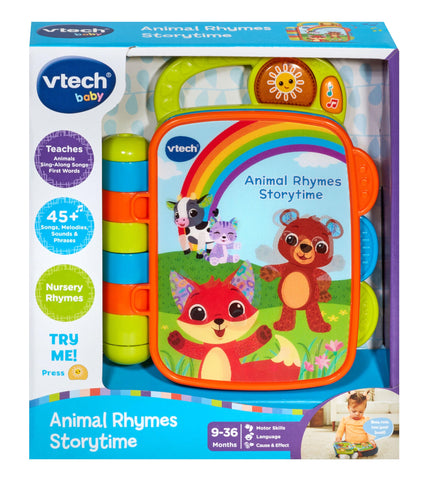 VTech Baby Animal Rhymes Storytime, Interactive Baby Book with 6 Wipe Clean Pages, Light-up Button, Songs & Melodies, Gift for Babies 9, 12, 18 months +, English Version