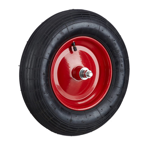 Relaxdays 10022854 wheelbarrow wheel 4.80 4.00-8 replacement pneumatic tire axle (up to 2.4 bar) including max. load 200 kg black/red Relaxdays 10022854 wheelbarrow wheel 4.80 4.00-8 replacement pneumatic tire axle (up to 2.4 bar) including max. load 200 kg black/red