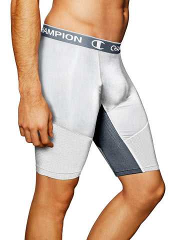 Champion mens 9 Inch Compression athletic shorts, White/Stormy Night, Medium US Champion mens 9 Inch Compression athletic shorts, White/Stormy Night, Medium US