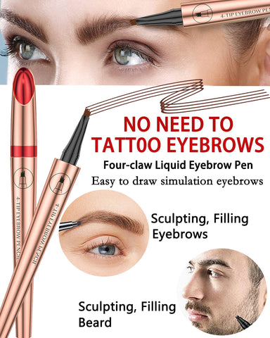 Eyebrow Pencil Brow Tattoo Pen with 4 Micro-Fork Tips - 1Pcs Fine Sketch Microblading Eye Brow Tinted Tattoo Pen, Long Lasting Waterproof & Smudge-proof Brow Pencil Natural Eyebrow Makeup - 04Black Eyebrow Pencil Brow Tattoo Pen with 4 Micro-Fork Tips - 1Pcs Fine Sketch Microblading Eye Brow Tinted Tattoo Pen, Long Lasting Waterproof & Smudge-proof Brow Pencil Natural Eyebrow Makeup - 04Black