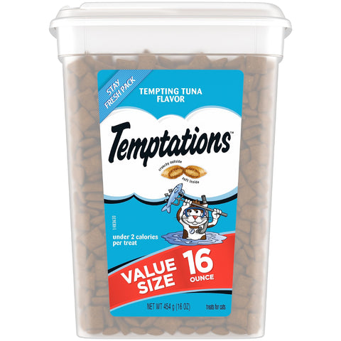 TEMPTATIONS Classic Crunchy and Soft Cat Treats Tempting Tuna Flavor, 16 oz. Tub TEMPTATIONS Classic Crunchy and Soft Cat Treats Tempting Tuna Flavor, 16 oz. Tub