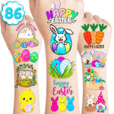 86PCS Easter Bunny Tattoo Temporary Tattoos Birthday Party Decorations Supplies Favors Decor Easter Egg Tattoos Stickers Cute Gifts for Kids Boys Girls Prizes Rewards Easter Carnival