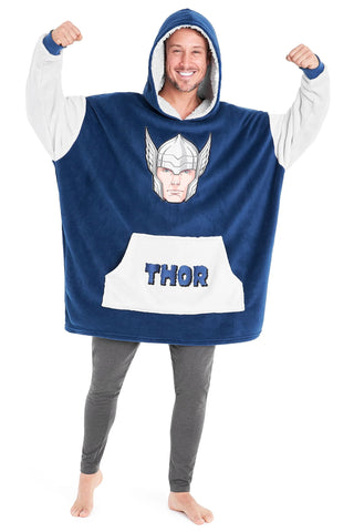 MARVEL Gifts for Adults & Teens, Soft & Comfortable Blanket Hoodie for Men and Women, Trendy Wearable Blanket for Avengers Fans, Blue/Gray MARVEL Gifts for Adults & Teens, Soft & Comfortable Blanket Hoodie for Men and Women, Trendy Wearable Blanket for Avengers Fans, Blue/Gray