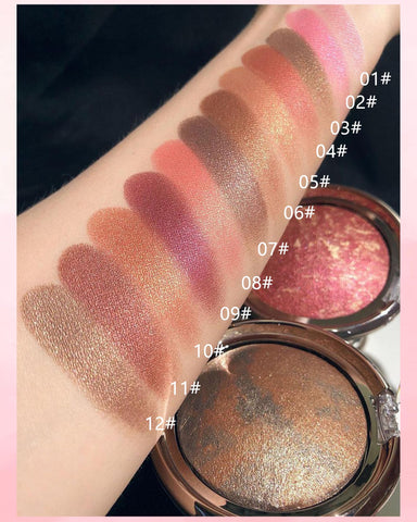 Baked Blush-Brighten Lighting Glow Marbleized Blush Powder Palette, Cruelty-Free Powder Blush, Eyeshadow & Highlight for a Lightweight Shimmery Satin Face Makeup, Gift for Women (0.49Ounce)-01#Peachy Baked Blush-Brighten Lighting Glow Marbleized Blush Powder Palette, Cruelty-Free Powder Blush, Eyeshadow & Highlight for a Lightweight Shimmery Satin Face Makeup, Gift for Women (0.49Ounce)-01#Peachy