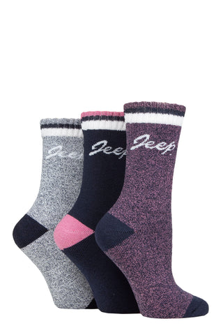 Jeep Ladies Performance Full Cushion Boot Socks Pack of 3 Navy/Rose/Cream 4-8 Jeep Ladies Performance Full Cushion Boot Socks Pack of 3 Navy/Rose/Cream 4-8