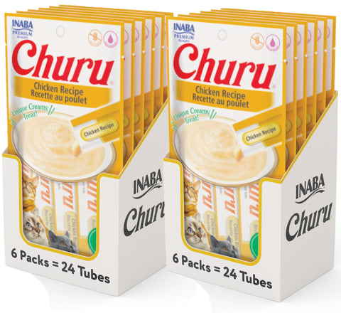 INABA Churu Chicken Recipe Lickable Creamy Purée Cat Treats 48 Tubes INABA Churu Chicken Recipe Lickable Creamy Purée Cat Treats 48 Tubes