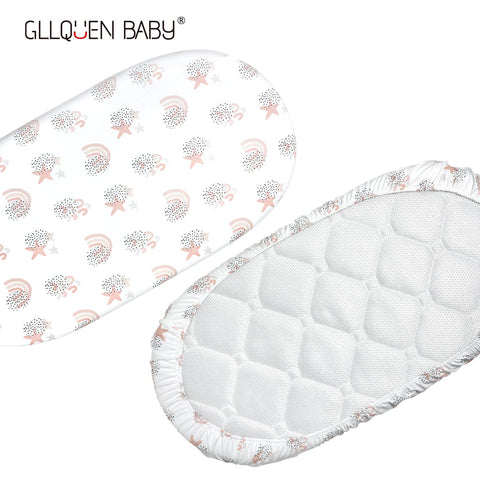 GLLQUEN BABY 4Pack Moses Basket Fitted Sheets, Newborn Pram Sheets Fitted, 100% Microfiber Oeko-tex100 Cozy and Breathable Crib Baby Bassinet Sheets for Boy and Girl, Easy Care Soft Fitted Sheet