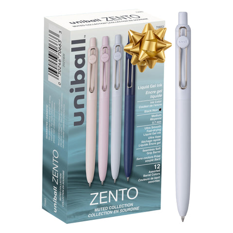 uni-ball Zento Gel Ink Rollerball Pens, 12 Black Medium Point Smooth Writing Pens, Colored Japanese Pens, Muted Colors uni-ball Zento Gel Ink Rollerball Pens, 12 Black Medium Point Smooth Writing Pens, Colored Japanese Pens, Muted Colors