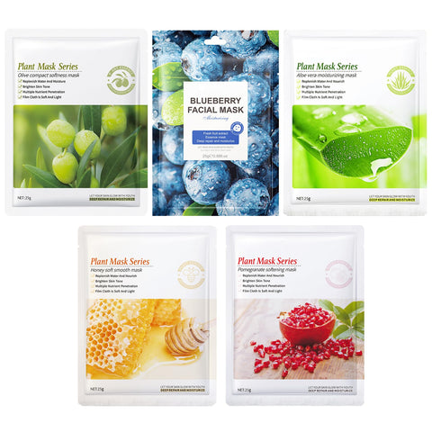 Face Masks Skincare Sheet, 5 Pack Moisturizing Natural Face Mask with Plant Essence, Deep Hydration, Improve Skin Water and Oil Balance, Repair Skin Barrier, Daily Face Mask for Women All Skin Type Face Masks Skincare Sheet, 5 Pack Moisturizing Natural Face Mask with Plant Essence, Deep Hydration, Improve Skin Water and Oil Balance, Repair Skin Barrier, Daily Face Mask for Women All Skin Type