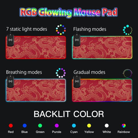 Chinese Dragon Wireless Charging Mouse Pad for Mobile Phone Extra Large Gaming Mousepad with 13 Lighting Modes Mouse Mat for Gaming MacBook Laptop Desk Home Office Chinese Dragon Wireless Charging Mouse Pad for Mobile Phone Extra Large Gaming Mousepad with 13 Lighting Modes Mouse Mat for Gaming MacBook Laptop Desk Home Office