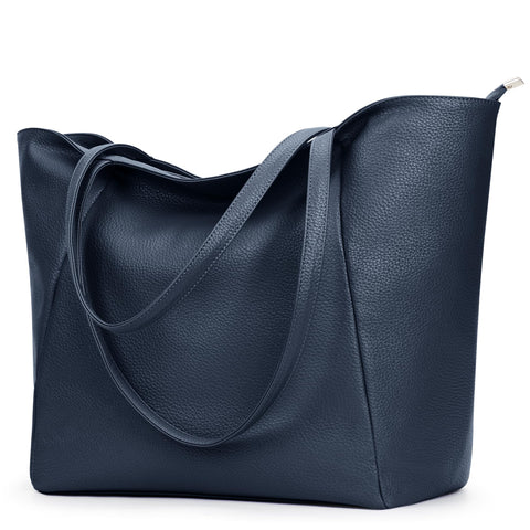 KALIDI Large Tote Bag Vegan Leather Casual Zipper Work Bag Weekender Hobo for Women 23L Oversize Shoulder Travel Purse, Marine KALIDI Large Tote Bag Vegan Leather Casual Zipper Work Bag Weekender Hobo for Women 23L Oversize Shoulder Travel Purse, Marine