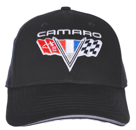 JH DESIGN GROUP Men's Chevy Camaro V-Flags Logo Cap Adjustable Black Hat JH DESIGN GROUP Men's Chevy Camaro V-Flags Logo Cap Adjustable Black Hat