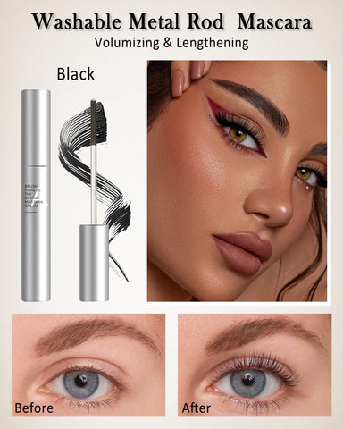 Washable Metal Rod 3D Mascara-1Pcs Waterproof Black Extra Slim Tubing Mascara Volume and Length,Long Lasting Smudge-proof Curling Eyelash Iron Brush Wand Mascara,Mother's Day Gift for Women-01Black Washable Metal Rod 3D Mascara-1Pcs Waterproof Black Extra Slim Tubing Mascara Volume and Length,Long Lasting Smudge-proof Curling Eyelash Iron Brush Wand Mascara,Mother's Day Gift for Women-01Black