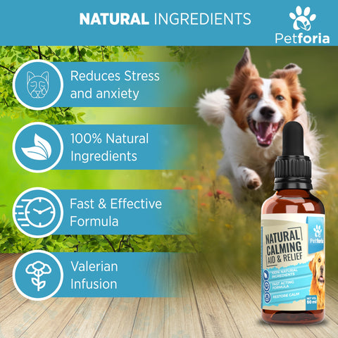 Petforia 100% Natural Pet Calming Drops | Dog Anxiety Relief | Anxiety Relief for Dogs | Dog Separation Anxiety Relief | Calms Hyperactive Dogs & Dog Barking | Cat & Dog Calming Supplements 50 ml