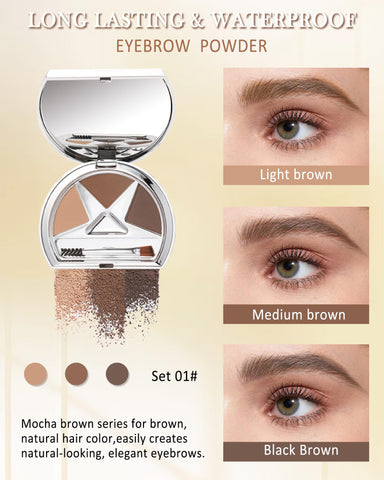 Eyebrow Powder Makeup Kit-3 Colors Eye Brow Powder Long-Lasting Waterproof,Tinted Eyebrow Powder Light Medium Dark Brown Brow Filler,Fill & Sculpt Full Eyebrow for Women,With Mirror,Brow Tool-Set 01 Eyebrow Powder Makeup Kit-3 Colors Eye Brow Powder Long-Lasting Waterproof,Tinted Eyebrow Powder Light Medium Dark Brown Brow Filler,Fill & Sculpt Full Eyebrow for Women,With Mirror,Brow Tool-Set 01