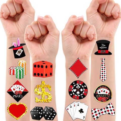 Casino Theme Temporary Tattoos Birthday Party Decorations Favors Decor Supplies Cute Tattoo Stickers 8 Sheets 96 PCS Gifts for Kids Boys Girls Games Classroom Rewards Prizes Carnival Christmas Casino Theme Temporary Tattoos Birthday Party Decorations Favors Decor Supplies Cute Tattoo Stickers 8 Sheets 96 PCS Gifts for Kids Boys Girls Games Classroom Rewards Prizes Carnival Christmas