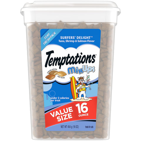 Temptations MixUps Crunchy and Soft Cat Treats Surfer's Delight Flavor, 16 oz. Tub Temptations MixUps Crunchy and Soft Cat Treats Surfer's Delight Flavor, 16 oz. Tub