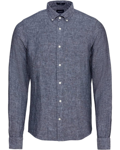 GANT Men`s Linen Short Sleeves Shirt - 3230083- Marine (L, Marine) GANT Men`s Linen Short Sleeves Shirt - 3230083- Marine (L, Marine)