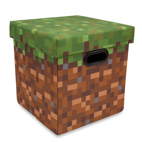 MINECRAFT Grassy Block 13-Inch Storage Bin Chest With Lid | Foldable Fabric Basket Container, Cube Organizer With Handles, Cubby For Shelves, Closet | Home Decor Essentials, Video Game Gifts MINECRAFT Grassy Block 13-Inch Storage Bin Chest With Lid | Foldable Fabric Basket Container, Cube Organizer With Handles, Cubby For Shelves, Closet | Home Decor Essentials, Video Game Gifts