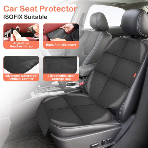 VANLONTD Car Seat Protector for Child Car Seat,2 Pack Carseat Seat Protectors with Non-slip Bottom and 2 Large Mesh Pockets for SUV, Sedan, Trunk, Leather and Fabric Car Seat