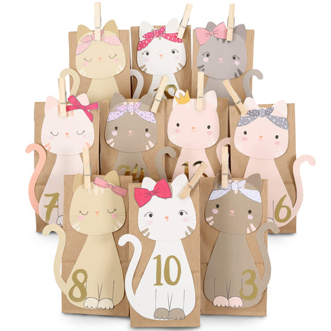 Papierdrachen DIY advent calendar kraft paper set - punched out cats - with 24 brown paper bags to fill and make yourself - Christmas 2021 Papierdrachen DIY advent calendar kraft paper set - punched out cats - with 24 brown paper bags to fill and make yourself - Christmas 2021