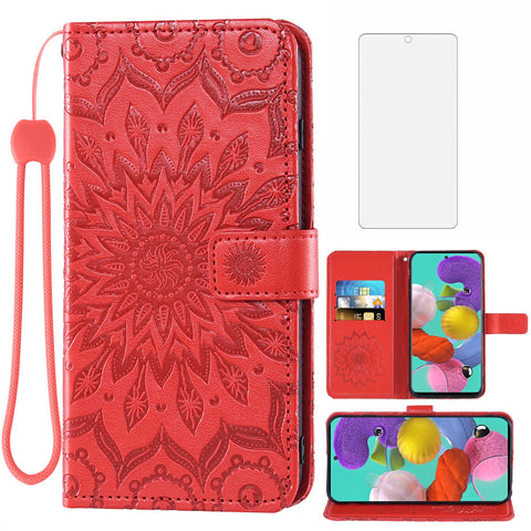 Phone Case for Samsung Galaxy A51 4G Wallet Cases with Tempered Glass Screen Protector and Leather Flip Cover Card Holder Stand Cell Accessories Glaxay A 51 Gaxaly M40S 51A A515F S51 Women Men Red Phone Case for Samsung Galaxy A51 4G Wallet Cases with Tempered Glass Screen Protector and Leather Flip Cover Card Holder Stand Cell Accessories Glaxay A 51 Gaxaly M40S 51A A515F S51 Women Men Red