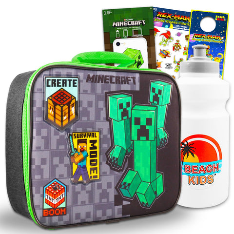 Minecraft Lunch Box for Boys Set - Bundle with Minecraft Lunch Bag Plus Decals, Water Bottle, Stickers, More | Minecraft Lunchbox for Kids Minecraft Lunch Box for Boys Set - Bundle with Minecraft Lunch Bag Plus Decals, Water Bottle, Stickers, More | Minecraft Lunchbox for Kids