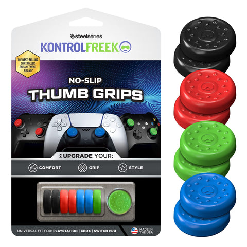 KontrolFreek No-Slip Thumb Grips | Universal Edition for Nintendo Switch Pro, Playstation 4 (PS4), Playstation 5 (PS5), Xbox One & Xbox Series X Controller | 8-Pack | Blue/Green/Red/Black KontrolFreek No-Slip Thumb Grips | Universal Edition for Nintendo Switch Pro, Playstation 4 (PS4), Playstation 5 (PS5), Xbox One & Xbox Series X Controller | 8-Pack | Blue/Green/Red/Black