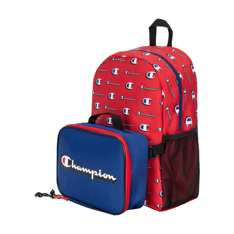 Champion Munch Backpack Lunch Kit Combo Red/Blue One Size Champion Munch Backpack Lunch Kit Combo Red/Blue One Size