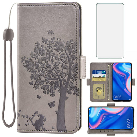Asuwish Compatible with Huawei Y9 Prime 2019/Honor 9X/P Smart Z Wallet Case and Tempered Glass Screen Protector Flip Wrist Strap Card Holder Cell Phone Cover for Hawaii Enjoy 10 Plus Women Men Gray Asuwish Compatible with Huawei Y9 Prime 2019/Honor 9X/P Smart Z Wallet Case and Tempered Glass Screen Protector Flip Wrist Strap Card Holder Cell Phone Cover for Hawaii Enjoy 10 Plus Women Men Gray