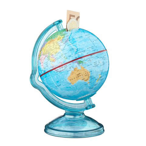 Relaxdays Globe Savings Box, HxWxD: 16.5 x 14 x 14 cm, World Money Box, Piggy Bank, Multicolour Relaxdays Globe Savings Box, HxWxD: 16.5 x 14 x 14 cm, World Money Box, Piggy Bank, Multicolour
