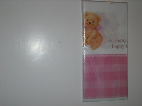 Sweet Bear Pink Plastic Tablecover 54" X 102" Sweet Bear Pink Plastic Tablecover 54" X 102"