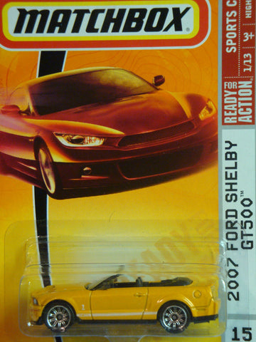 Mattel Matchbox 2008 MBX Sports Cars 1:64 Scale Die Cast Metal Car #15 - 2007 Ford Shelby Gt500 Yellow Mattel Matchbox 2008 MBX Sports Cars 1:64 Scale Die Cast Metal Car #15 - 2007 Ford Shelby Gt500 Yellow