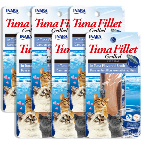 INABA Natural, Premium Hand-Cut Grilled Tuna Fillet Cat Treats/Topper/Complement with Vitamin E and Green Tea Extract, 0.52 Ounces Each, Pack of 6, Tuna Broth INABA Natural, Premium Hand-Cut Grilled Tuna Fillet Cat Treats/Topper/Complement with Vitamin E and Green Tea Extract, 0.52 Ounces Each, Pack of 6, Tuna Broth