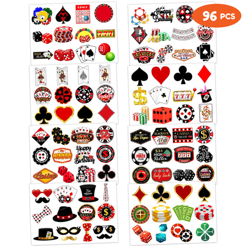 Casino Theme Temporary Tattoos Birthday Party Decorations Favors Decor Supplies Cute Tattoo Stickers 8 Sheets 96 PCS Gifts for Kids Boys Girls Games Classroom Rewards Prizes Carnival Christmas Casino Theme Temporary Tattoos Birthday Party Decorations Favors Decor Supplies Cute Tattoo Stickers 8 Sheets 96 PCS Gifts for Kids Boys Girls Games Classroom Rewards Prizes Carnival Christmas