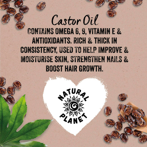 Natural Planet Castor OIl 500ml Cold Pressed Premium Quality 100% Pure Hexane-Free, Non GMO, Versatile Usage Eyelashes, Eyebrows and Hair growth