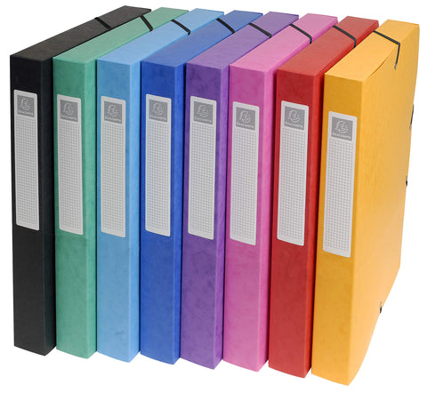 Exacompta - Ref 50300E - Elasticated Filing Archive Box - 270 x 340mm in Size, 25mm Spine, 600gsm Premium Pressboard, Elastic Closure - Assorted Colours (Pack of 8) Exacompta - Ref 50300E - Elasticated Filing Archive Box - 270 x 340mm in Size, 25mm Spine, 600gsm Premium Pressboard, Elastic Closure - Assorted Colours (Pack of 8)