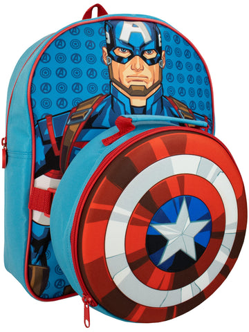 Marvel Kids Backpack and Lunch bag Captain America Blue Marvel Kids Backpack and Lunch bag Captain America Blue