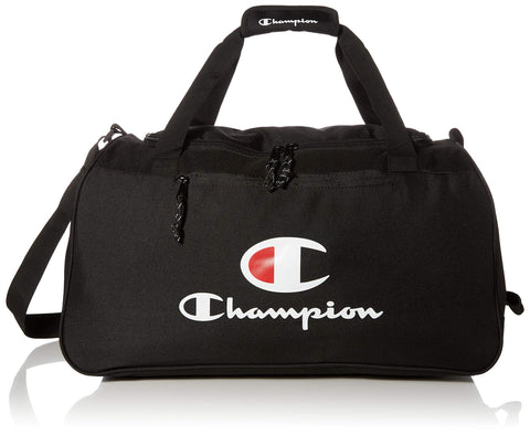 Champion Unisex Adult Champion Logo Duffel Bags, Black Solid/White, One Size US Champion Unisex Adult Champion Logo Duffel Bags, Black Solid/White, One Size US