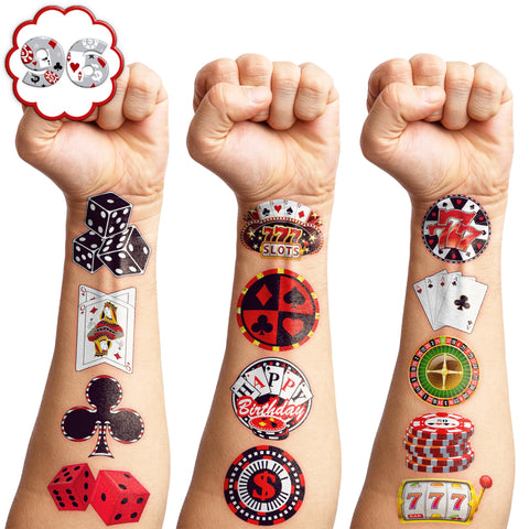 Casino Theme Temporary Tattoos Birthday Party Decorations Favors Decor Supplies Cute Tattoo Stickers 8 Sheets 96 PCS Gifts for Kids Boys Girls Games Classroom Rewards Prizes Carnival Christmas Casino Theme Temporary Tattoos Birthday Party Decorations Favors Decor Supplies Cute Tattoo Stickers 8 Sheets 96 PCS Gifts for Kids Boys Girls Games Classroom Rewards Prizes Carnival Christmas