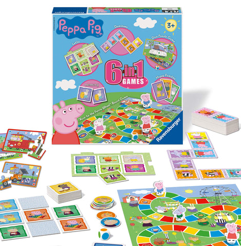 Ravensburger Peppa Pig 6 in 1 Games Compendium Set for Kids Age 3 Years and Up - Bingo, Memory, Dominoes, Snakes & Ladders, Checkers & Cards Ravensburger Peppa Pig 6 in 1 Games Compendium Set for Kids Age 3 Years and Up - Bingo, Memory, Dominoes, Snakes & Ladders, Checkers & Cards