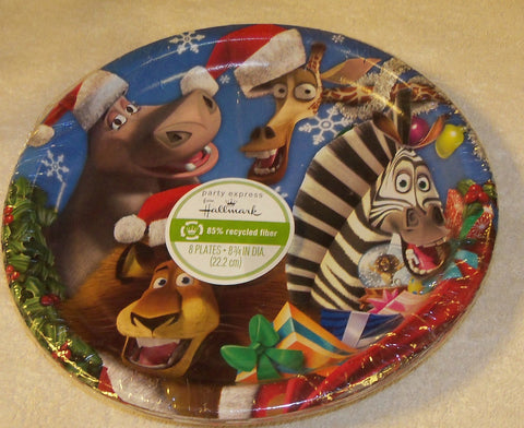Merry Madagascar Package of 8 Christmas Party Plates Merry Madagascar Package of 8 Christmas Party Plates