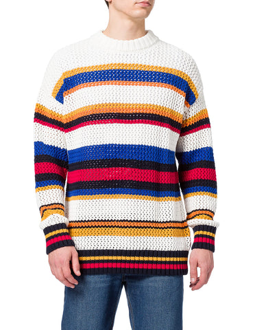 GANT Men's D1. Open Knit Stripe C-Neck Sweater, Multicolor, L GANT Men's D1. Open Knit Stripe C-Neck Sweater, Multicolor, L