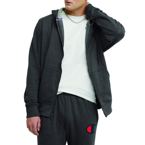 Champion, Powerblend, Comfortable Zip-Up Hoodie Sweatshirt for Men (Reg. or Big, Granite Heather C Logo, X-Large tall Champion, Powerblend, Comfortable Zip-Up Hoodie Sweatshirt for Men (Reg. or Big, Granite Heather C Logo, X-Large tall
