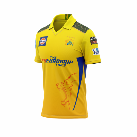 Chennai Super Kings IPL 2024 Official Fan Jersey - Plain - Adult Half Sleeve