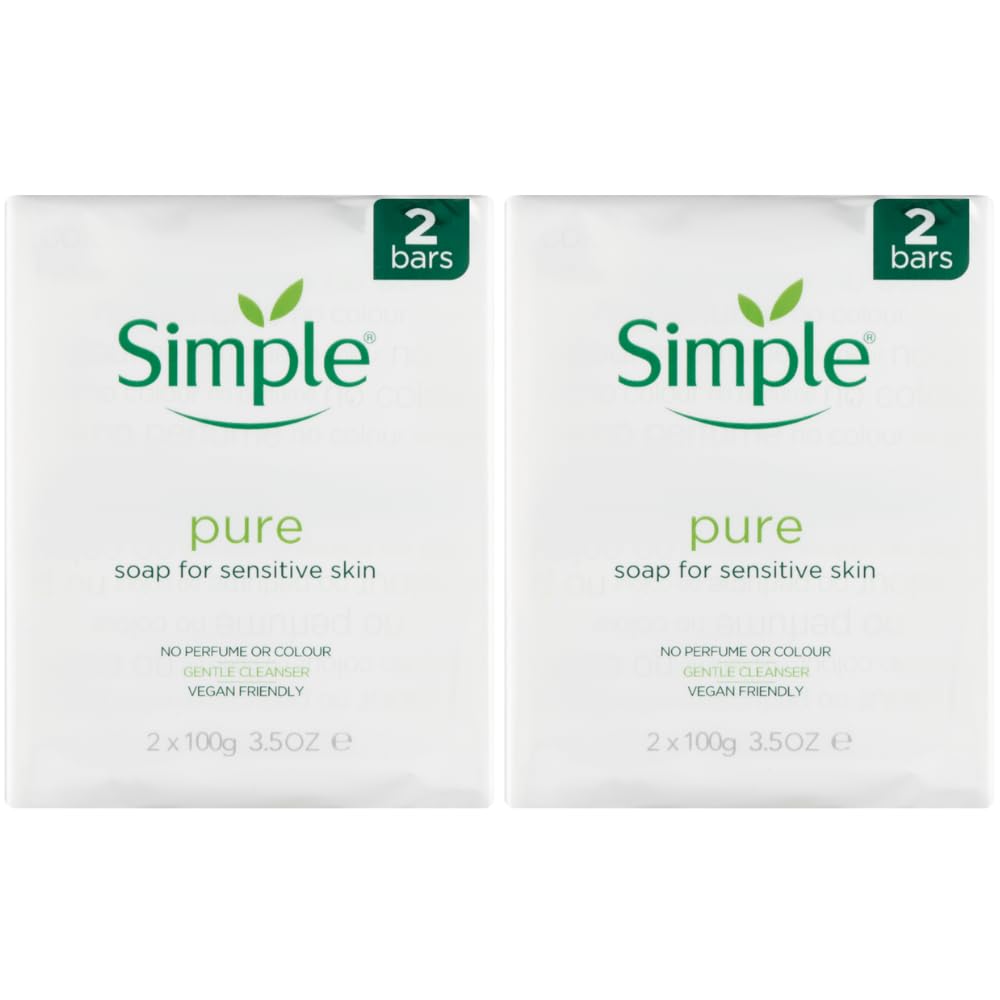 Simple Pure Hand Soap Bars - Twin Pack Soap For Sensitive Skin (Pack of 4)