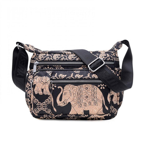 Womens Multi-Pocket Casual Crossbody Handbags Waterproof Printing Shoulder Bags Satchel Girls Messenger Crossbody (Elephant)
